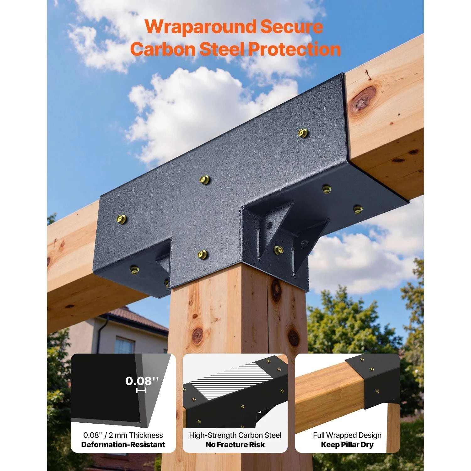 4x4 Pergola T-Bracket Kit 2-Pack for 3.5x3.5 Wood Beams-2 pcs 4x4 inch / 8 inch / United States