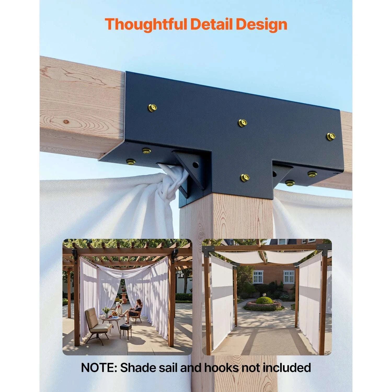 4x4 Pergola T-Bracket Kit 2-Pack for 3.5x3.5 Wood Beams-2 pcs 4x4 inch / 8 inch / United States