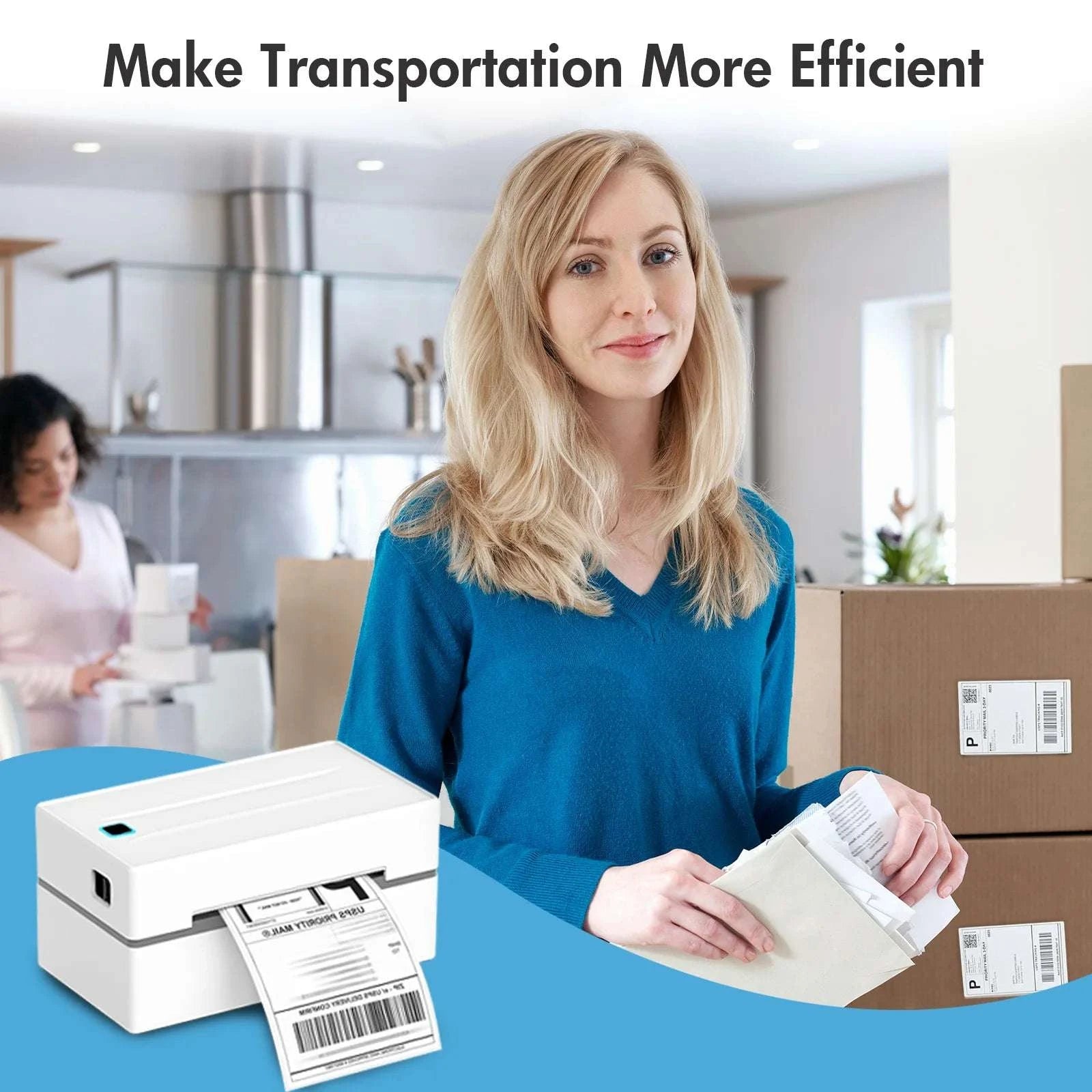 4x6 Thermal Label Printer No Ink Bluetooth USB 203 DPI Fast Print-Black color / United States