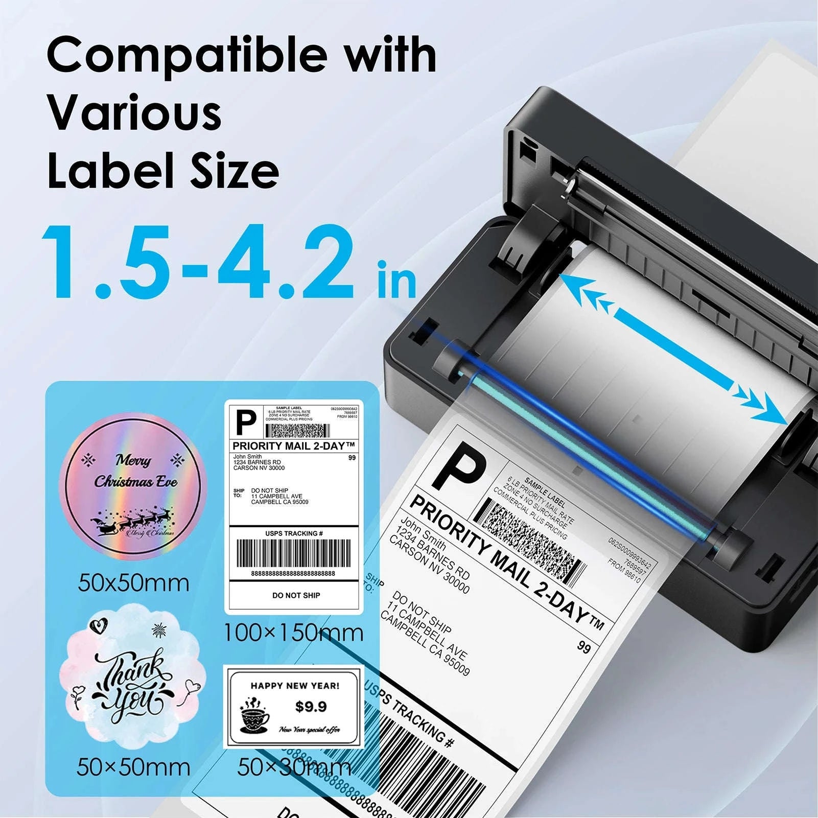 4x6 Thermal Shipping Label Printer with Bluetooth for Small Business-black / United States