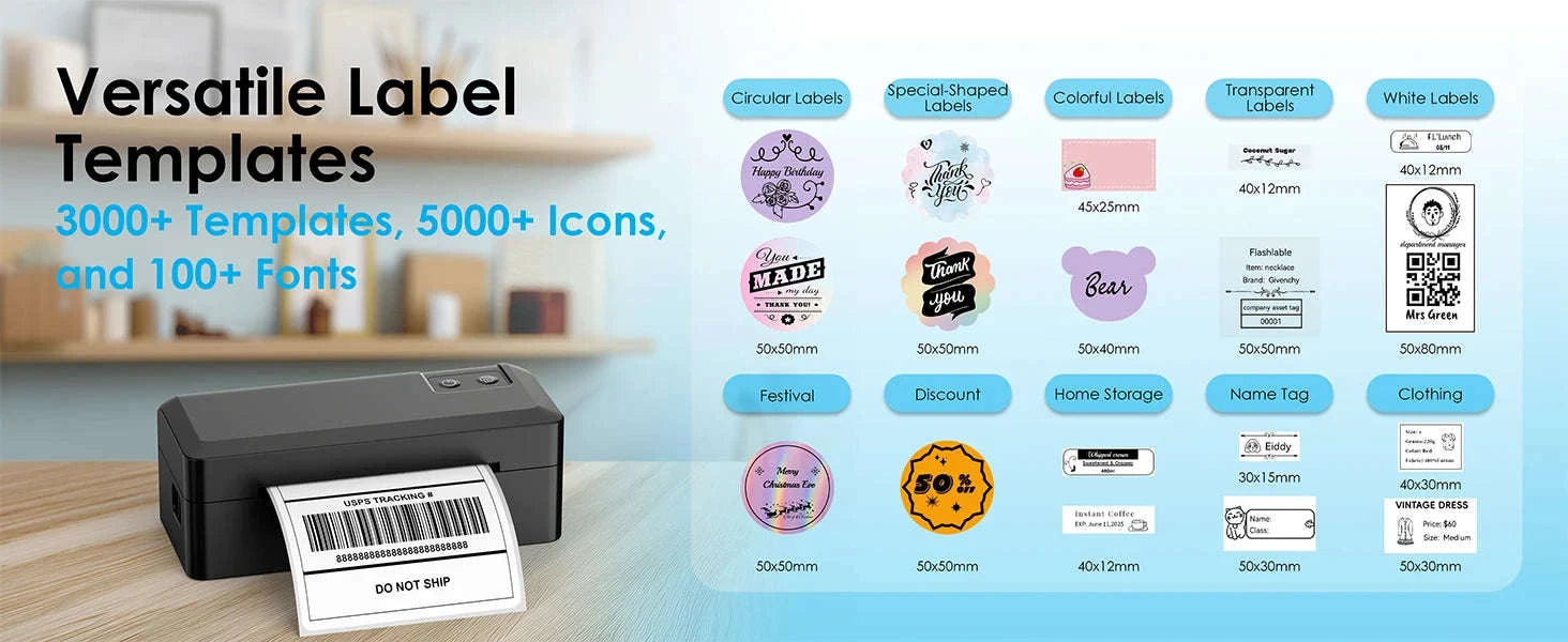 4x6 Thermal Shipping Label Printer with Bluetooth for Small Business-black / United States
