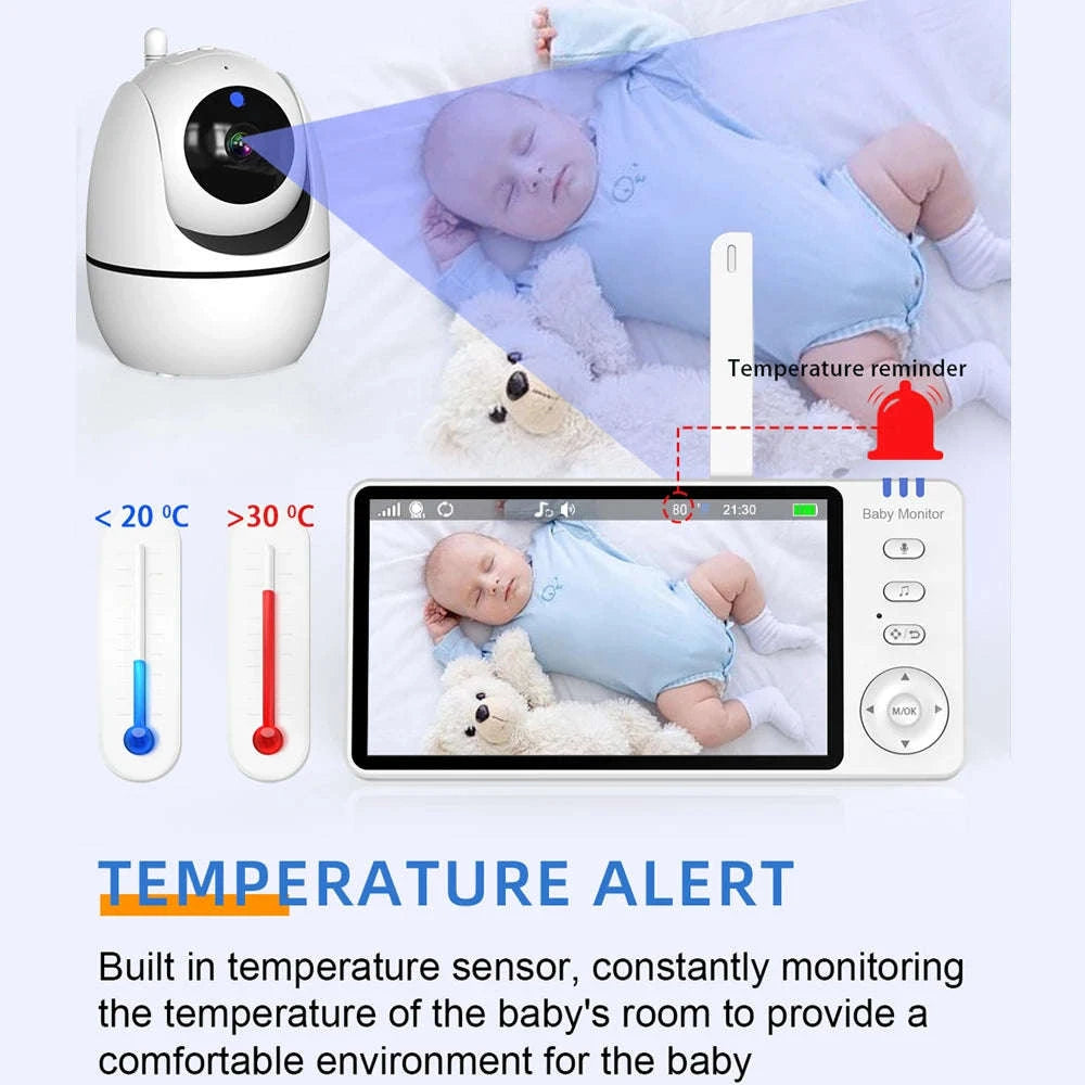 5.0 Inch Video Baby Monitor With Pan Tilt Camera Wireless Two Way Audio Night Vision Security Babysitter VOX Wake Up USB Charge-ABM501-USB