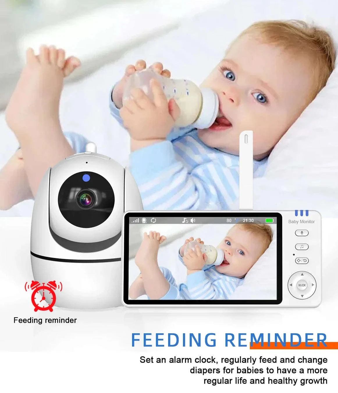 5.0 Inch Video Baby Monitor With Pan Tilt Camera Wireless Two Way Audio Night Vision Security Babysitter VOX Wake Up USB Charge-ABM501-USB