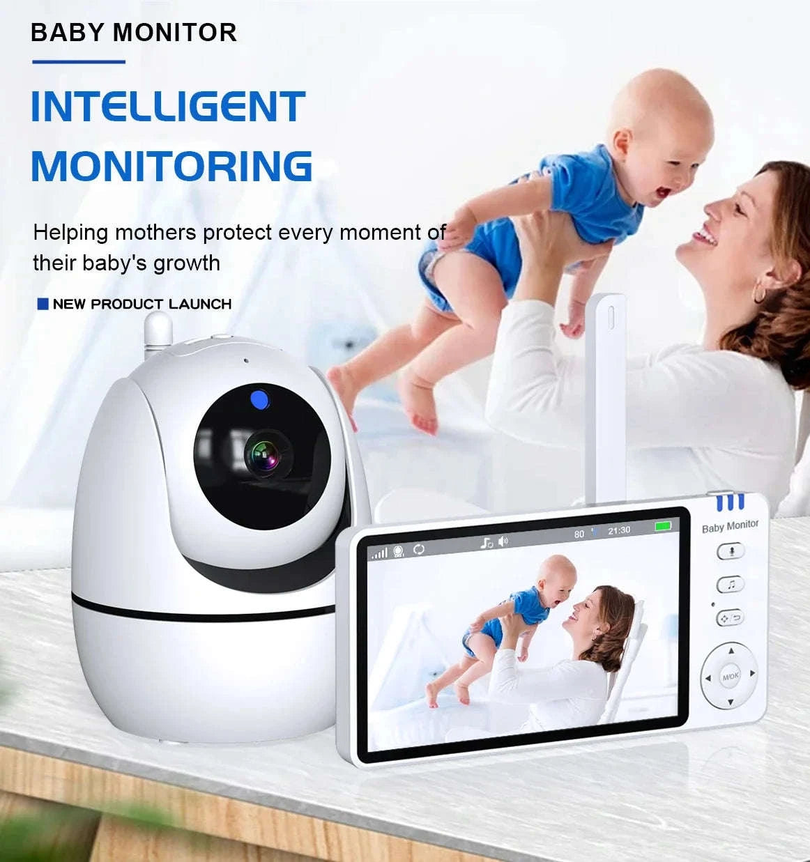 5.0 Inch Video Baby Monitor With Pan Tilt Camera Wireless Two Way Audio Night Vision Security Babysitter VOX Wake Up USB Charge-ABM501-USB