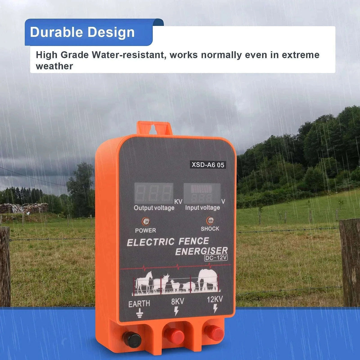 5-10KM Electric Fence Energizer with LCD Display-EU plug normal