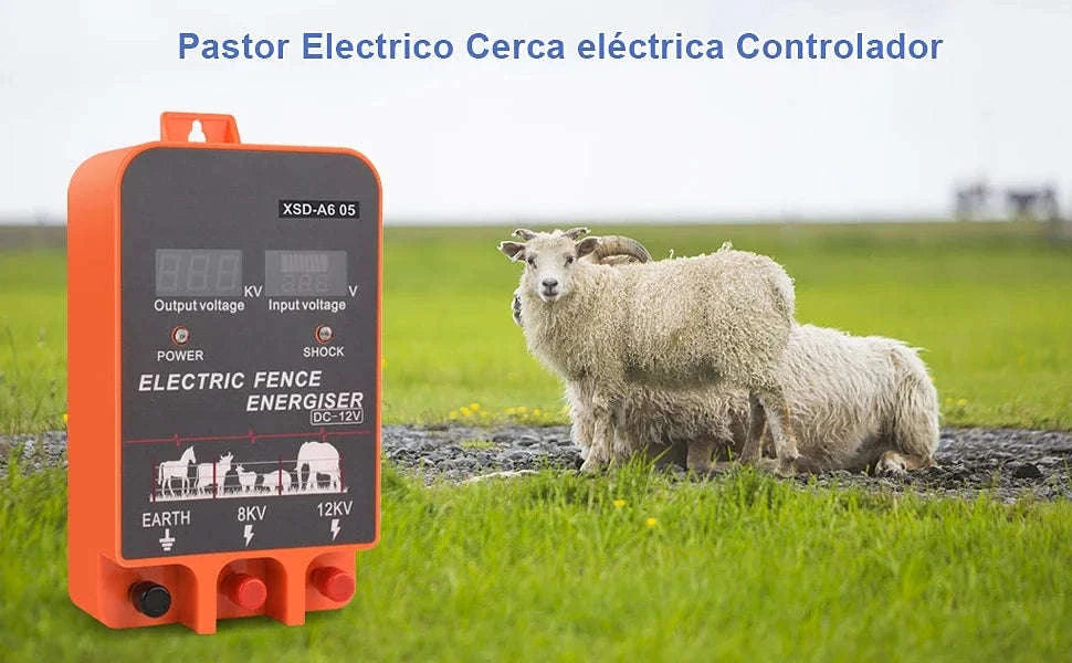 5-10KM Electric Fence Energizer with LCD Display-EU plug normal
