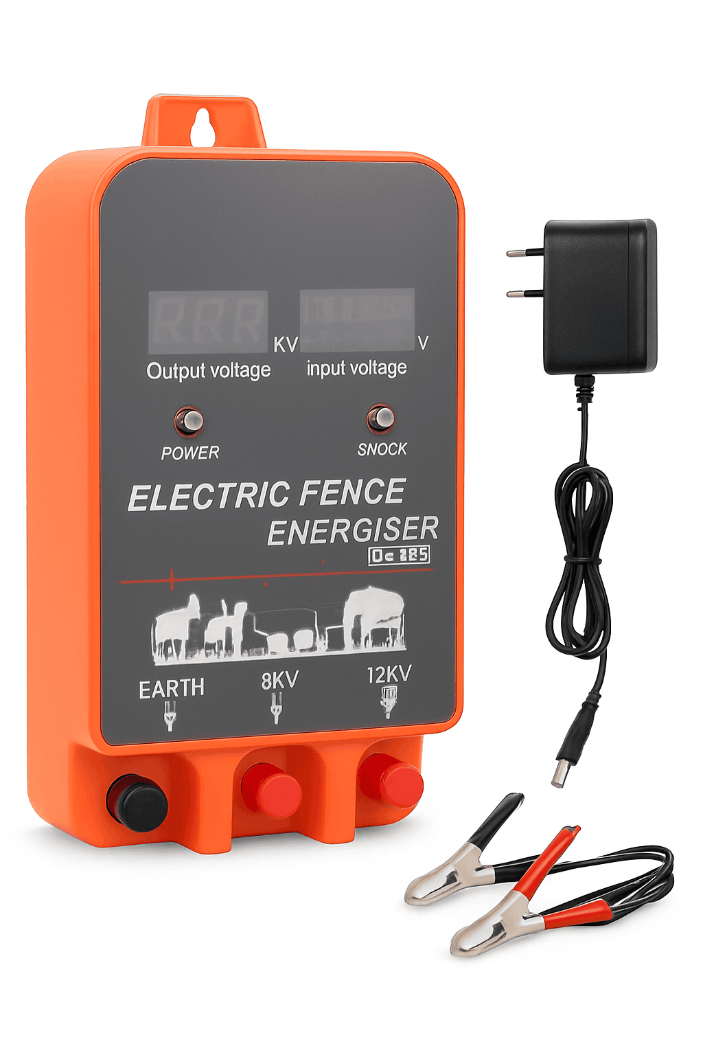 5-10KM Electric Fence Energizer with LCD Display-EU plug normal