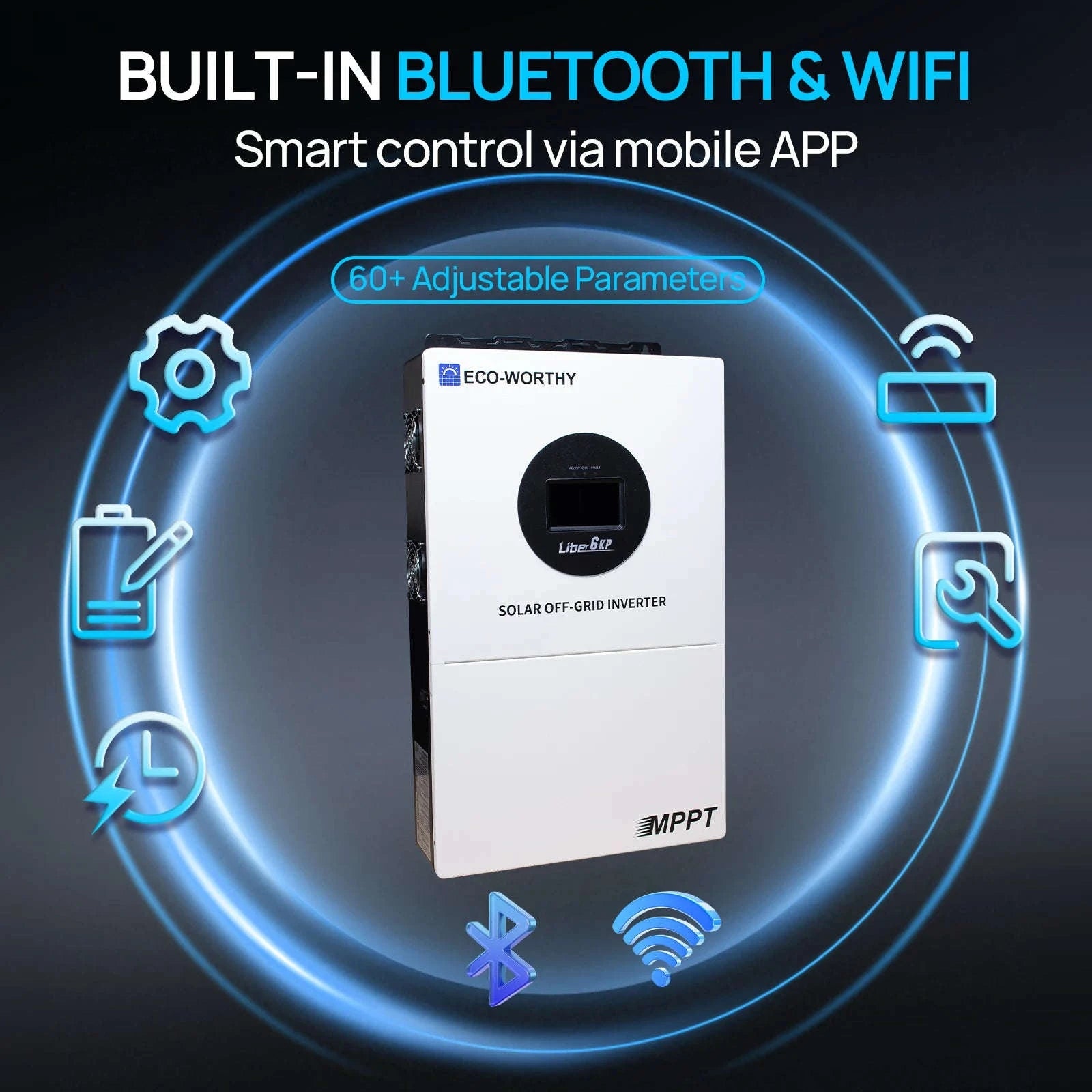 5.12kWh 48V 100Ah LiFePO4 Battery with 6kW Off-Grid Inverter-WHITE / United States