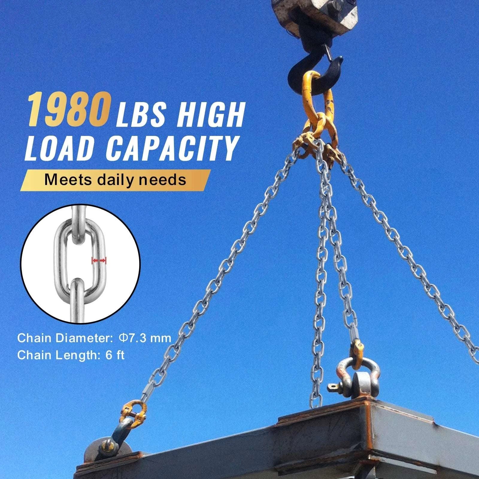 5/16" Proof Coil Chain Zinc Plated Carbon Steel Tow & Utility Chain-92ft / CZECH REPUBLIC