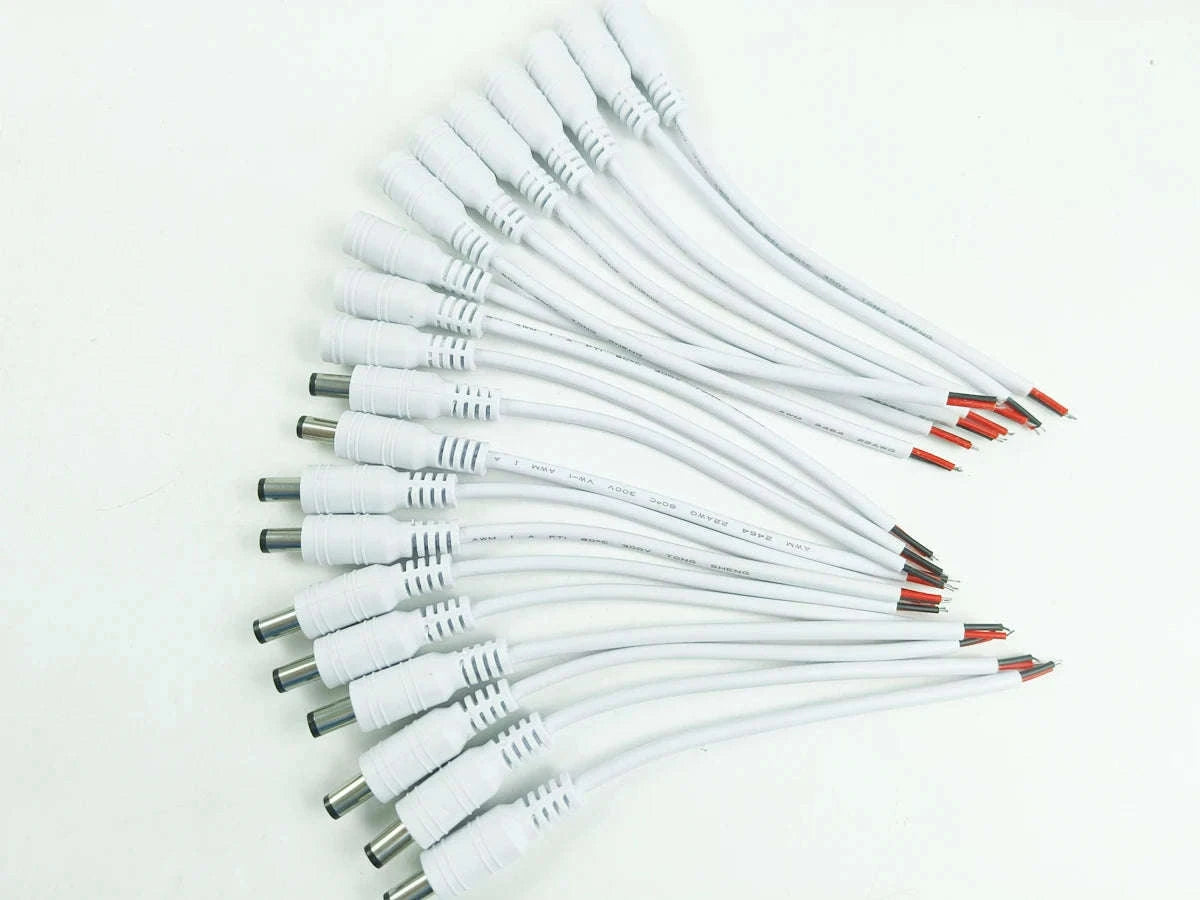 5.5x2.1mm DC Power Connector Cable Adapter-10 Male white