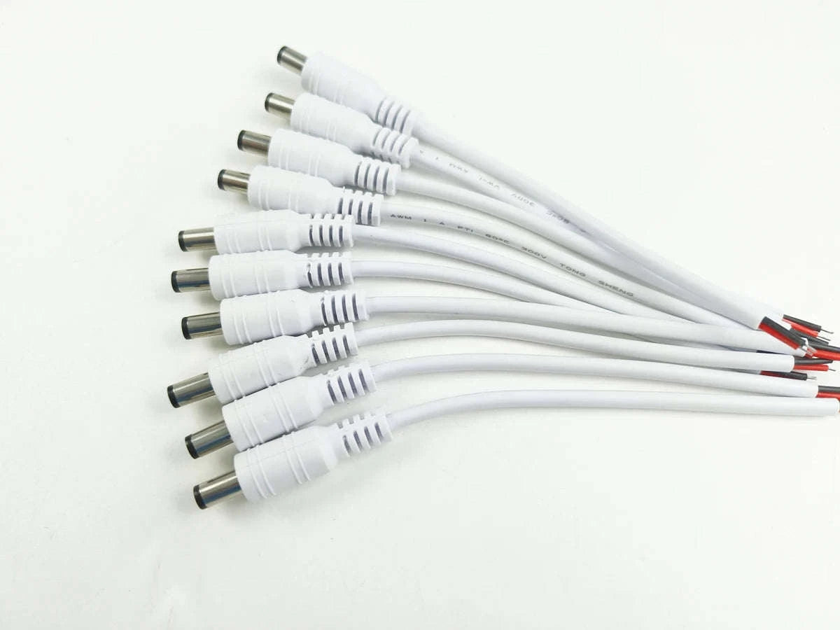 5.5x2.1mm DC Power Connector Cable Adapter-10 Male white