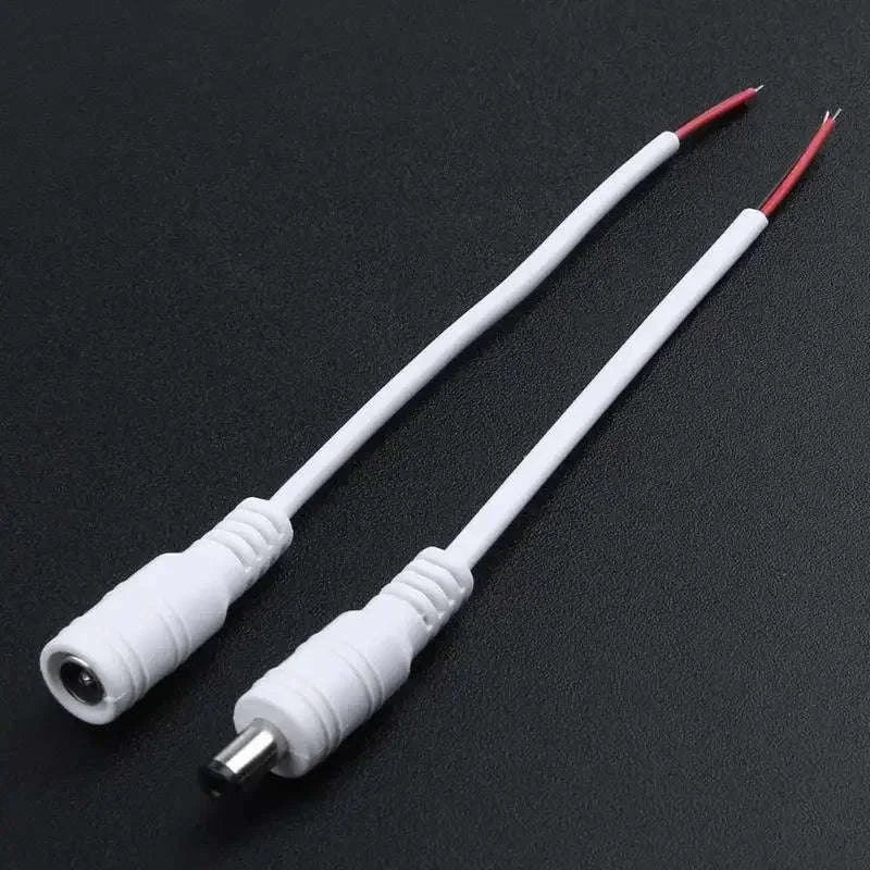5.5x2.1mm DC Power Connector Cable Adapter-10 Male white