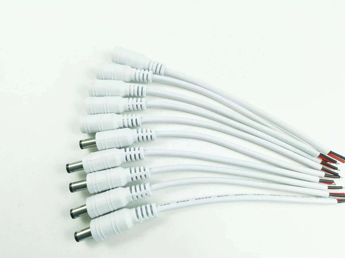 5.5x2.1mm DC Power Connector Cable Adapter for Reliable Power-10 Male white