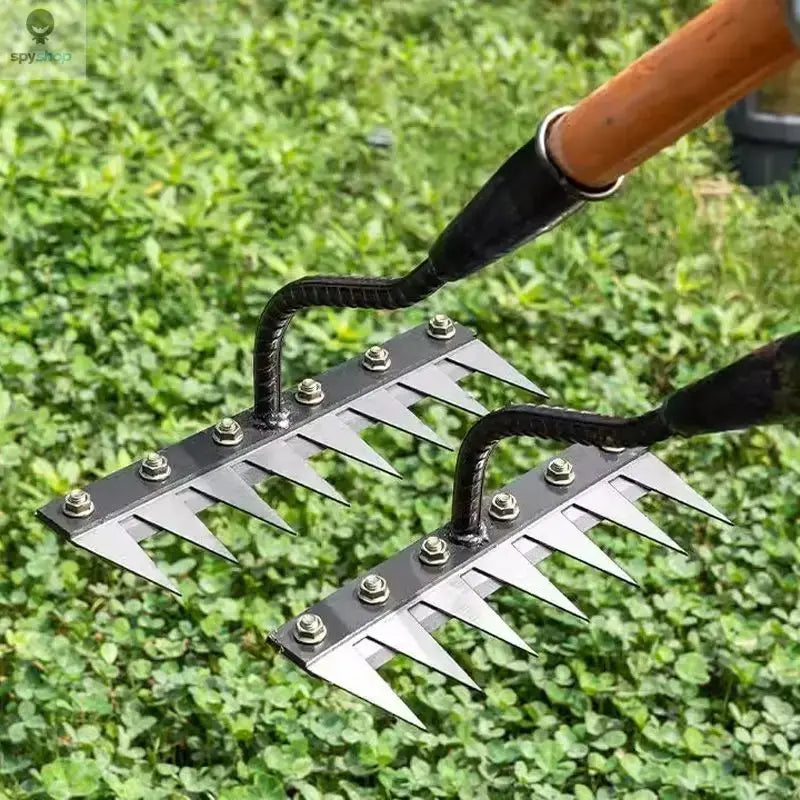 5/6/7/8 Teeth Agricultural Rake Soil Loosening Weeding Tool Manganese Steel Garden Weeding Rake Multi-use Agricultural Straw Hoe