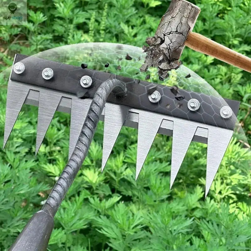 5/6/7/8 Teeth Agricultural Rake Soil Loosening Weeding Tool Manganese Steel Garden Weeding Rake Multi-use Agricultural Straw Hoe