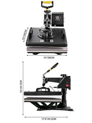 5–8 in 1 Heat Press Machine for T-Shirts, Mugs, Caps & Plates-5 in 1 12x15 Inch / United States