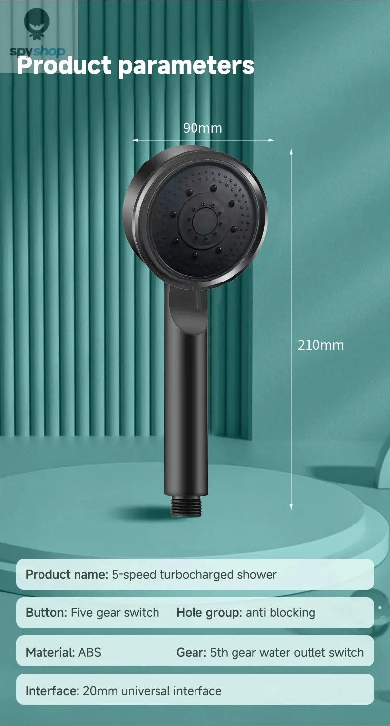 5 Modes Pressure Boost Shower Head Multifunction Adjustable Large Water Shower Nozzle Massage Bathroom Accessory Spy-shop.com
