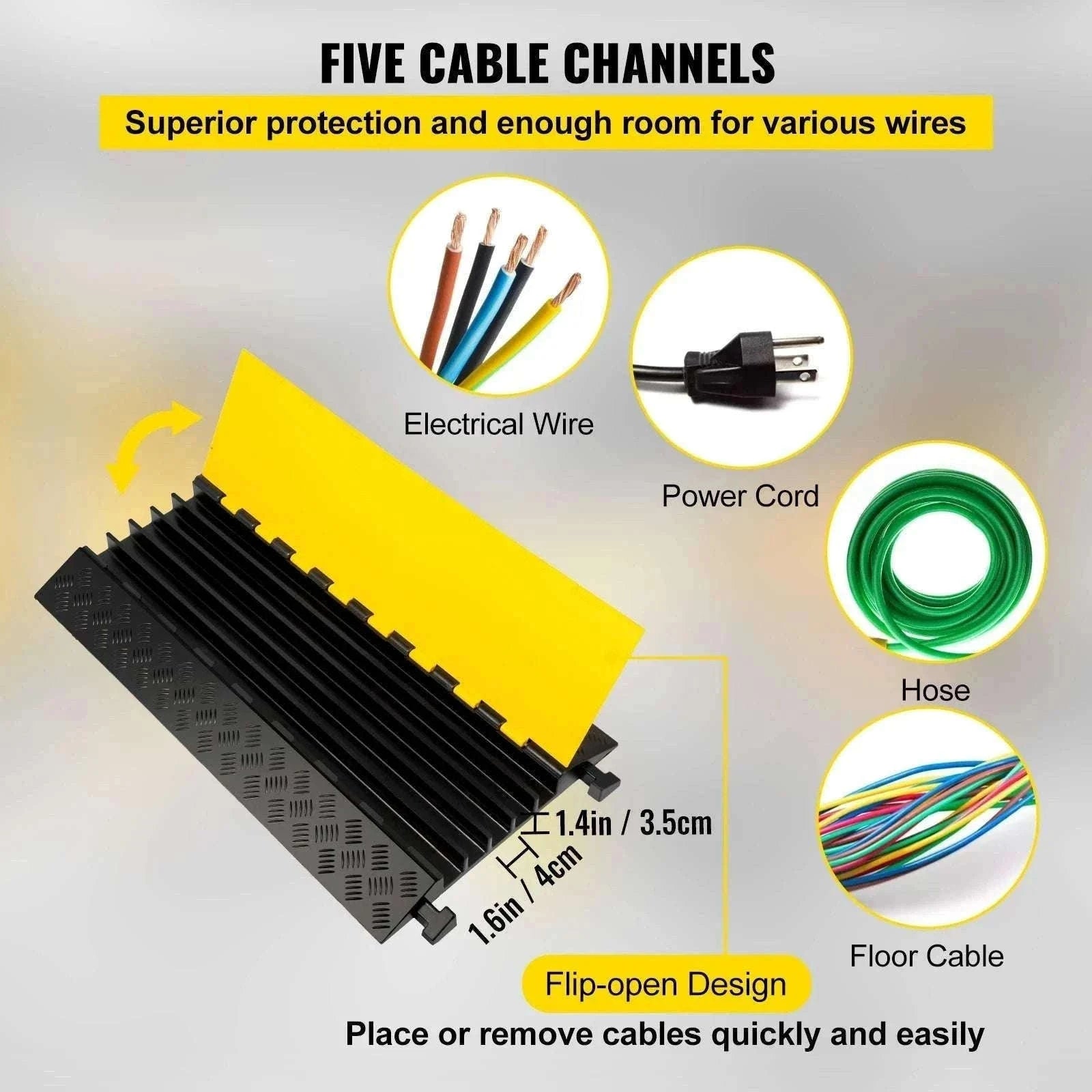 5 Channel Heavy Duty Cable Protector Ramp for Driveway & Traffic-5 Channels / Poland