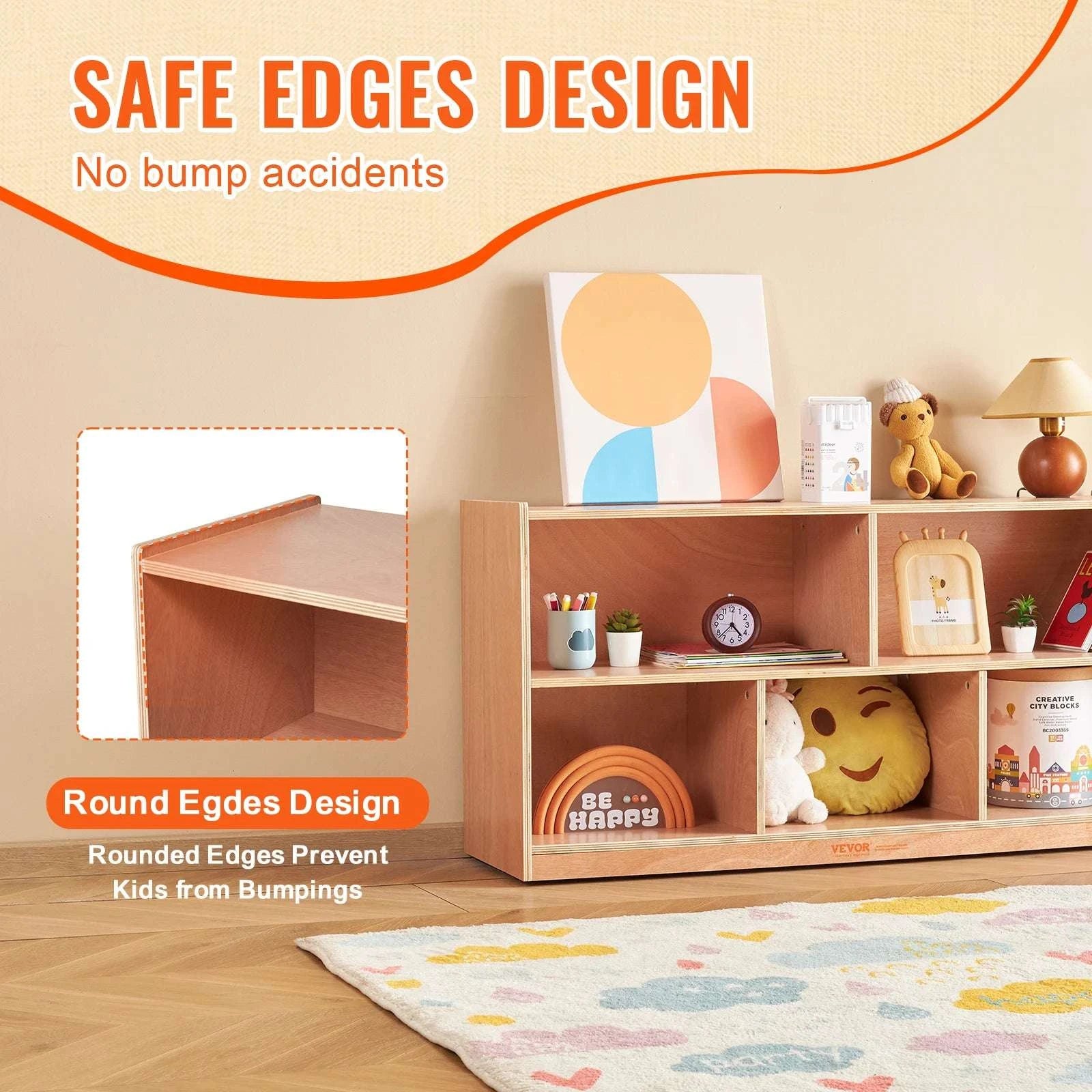 5-Compartment Kids Storage Cubby Cabinet for Toys, Books & Supplies-wood / United States