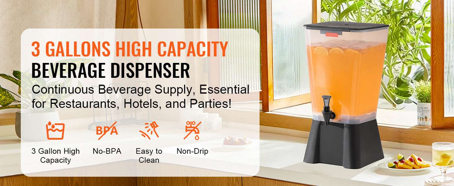 5 Gallon Beverage Dispenser with No-Drip Spigot for Parties & Events-19L / United States