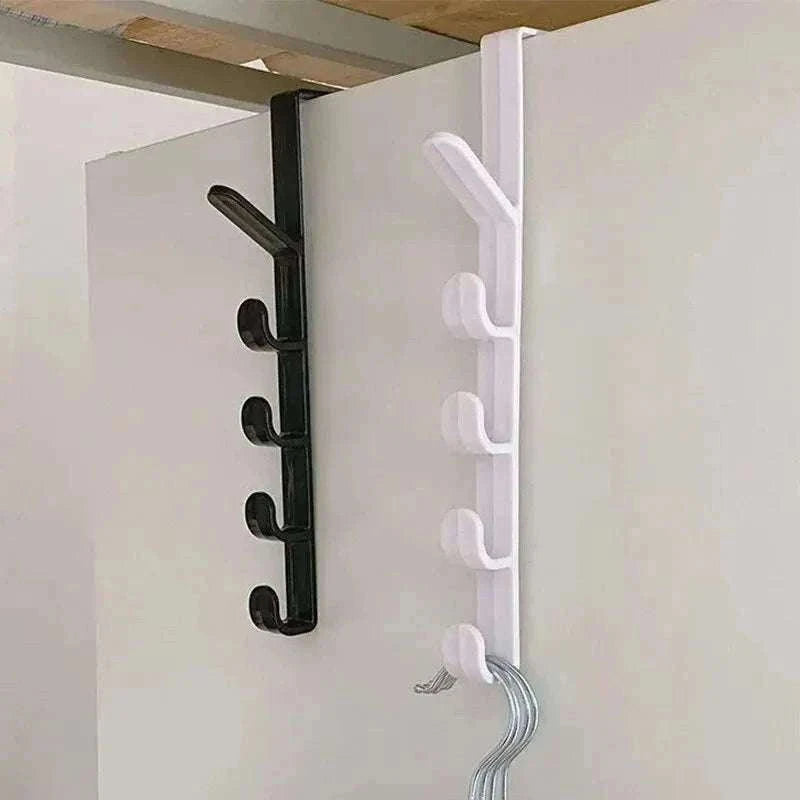 5-Hook Over Door Hook Rack for Easy Everyday Storage-27x4.5cm / Black