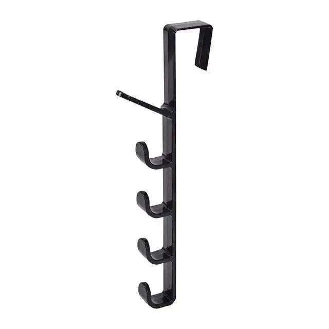 5-Hook Over Door Hook Rack for Easy Everyday Storage-27x4.5cm / Black