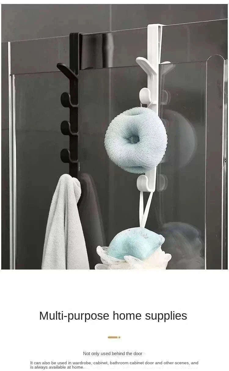 5-Hook Over Door Hook Rack for Easy Everyday Storage-27x4.5cm / Black