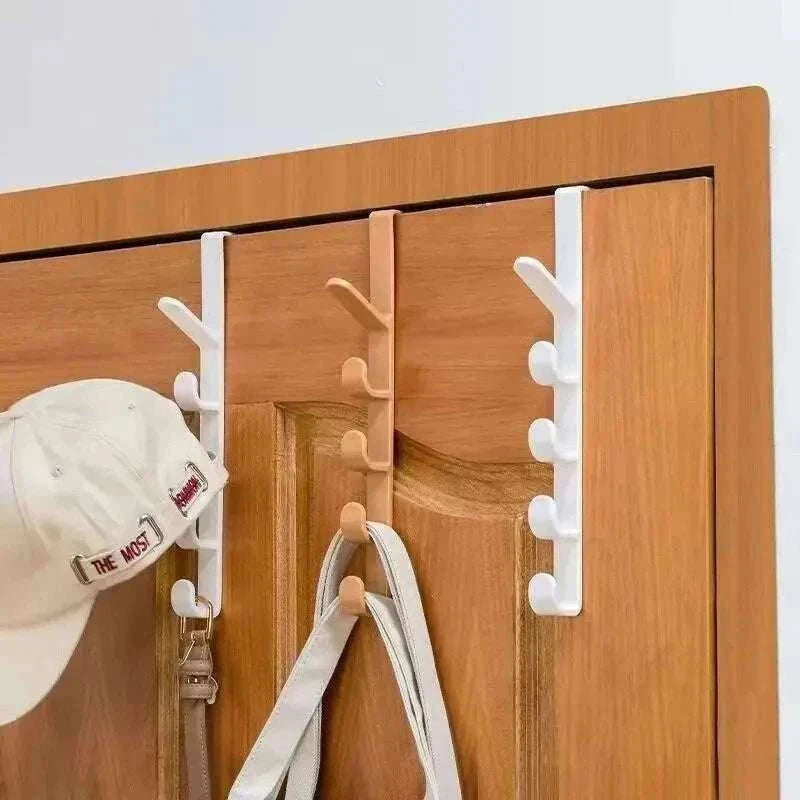5-Hook Over Door Hook Rack for Easy Everyday Storage-27x4.5cm / Black