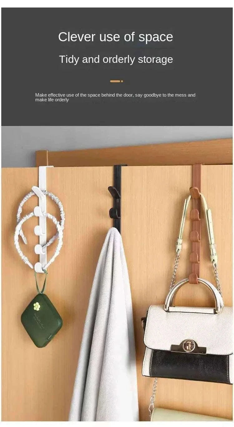 5-Hook Over Door Hook Rack for Easy Everyday Storage-27x4.5cm / Black