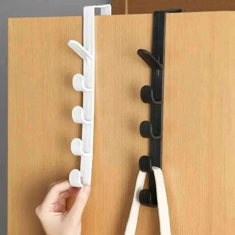 5-Hook Over Door Hook Rack for Easy Everyday Storage-27x4.5cm / Black
