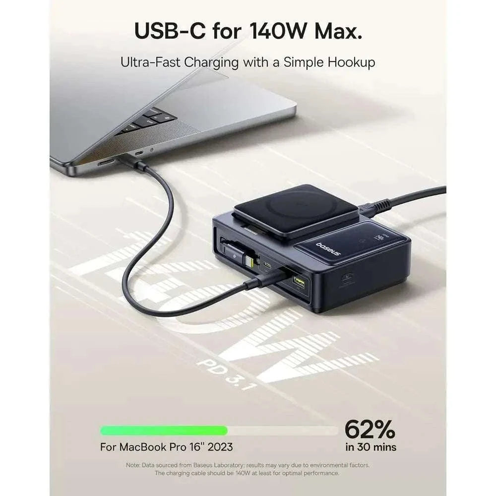 5-in-1 140W Charging Station with Qi2 Magnetic Wireless & Retractable Cable-United States