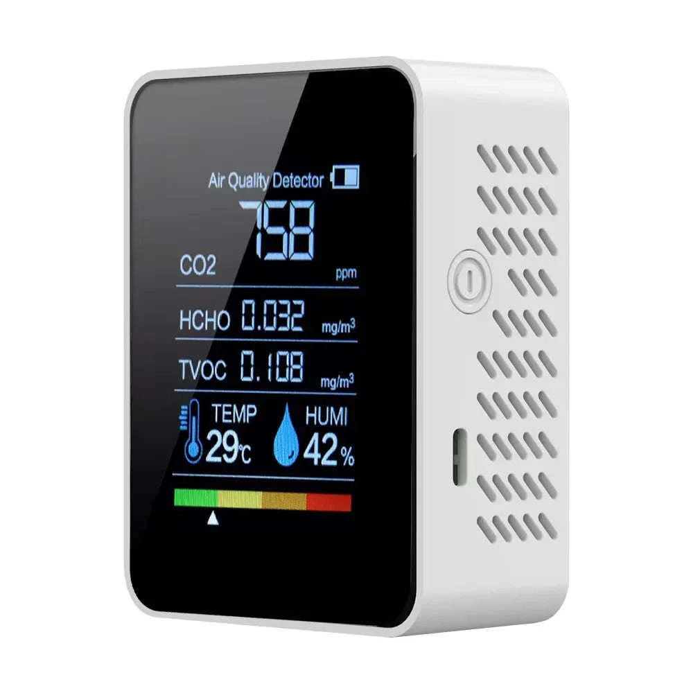5-in-1 Air Quality Monitor with CO₂, TVOC & Formaldehyde Detection-black / China Mainland