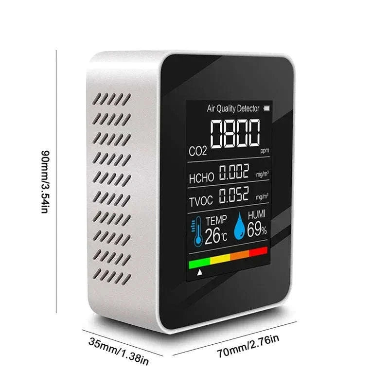 5-in-1 Air Quality Monitor with CO₂, TVOC & Formaldehyde Detection-black / China Mainland