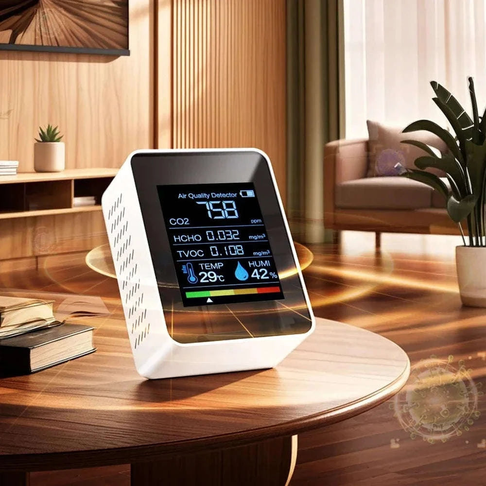 5-in-1 Air Quality Monitor with CO₂, TVOC & Formaldehyde Detection-black / China Mainland