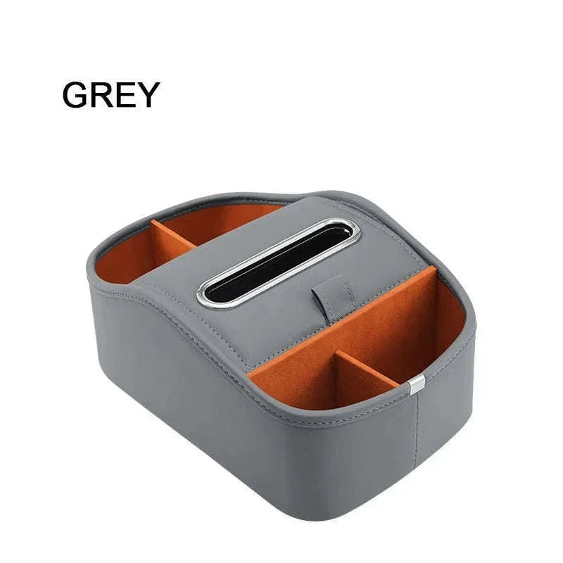 5 in 1 Car Center Console Armrest Storage Box with Tissue Holder and Cup Holder-Black 1pc
