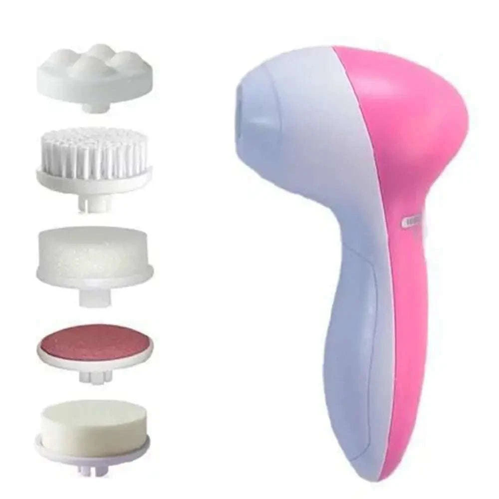5-in-1 Electric Facial Cleansing Brush for Deep Clean & Blackhead Removal-United States / Pink