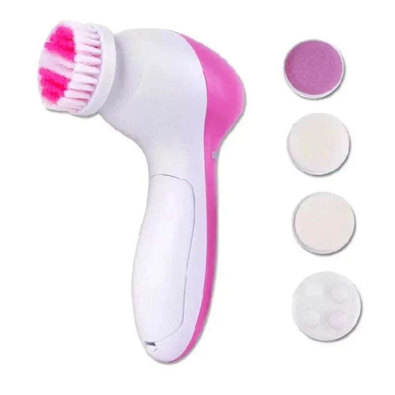 5-in-1 Electric Facial Cleansing Brush for Deep Clean & Blackhead Removal-United States / Pink