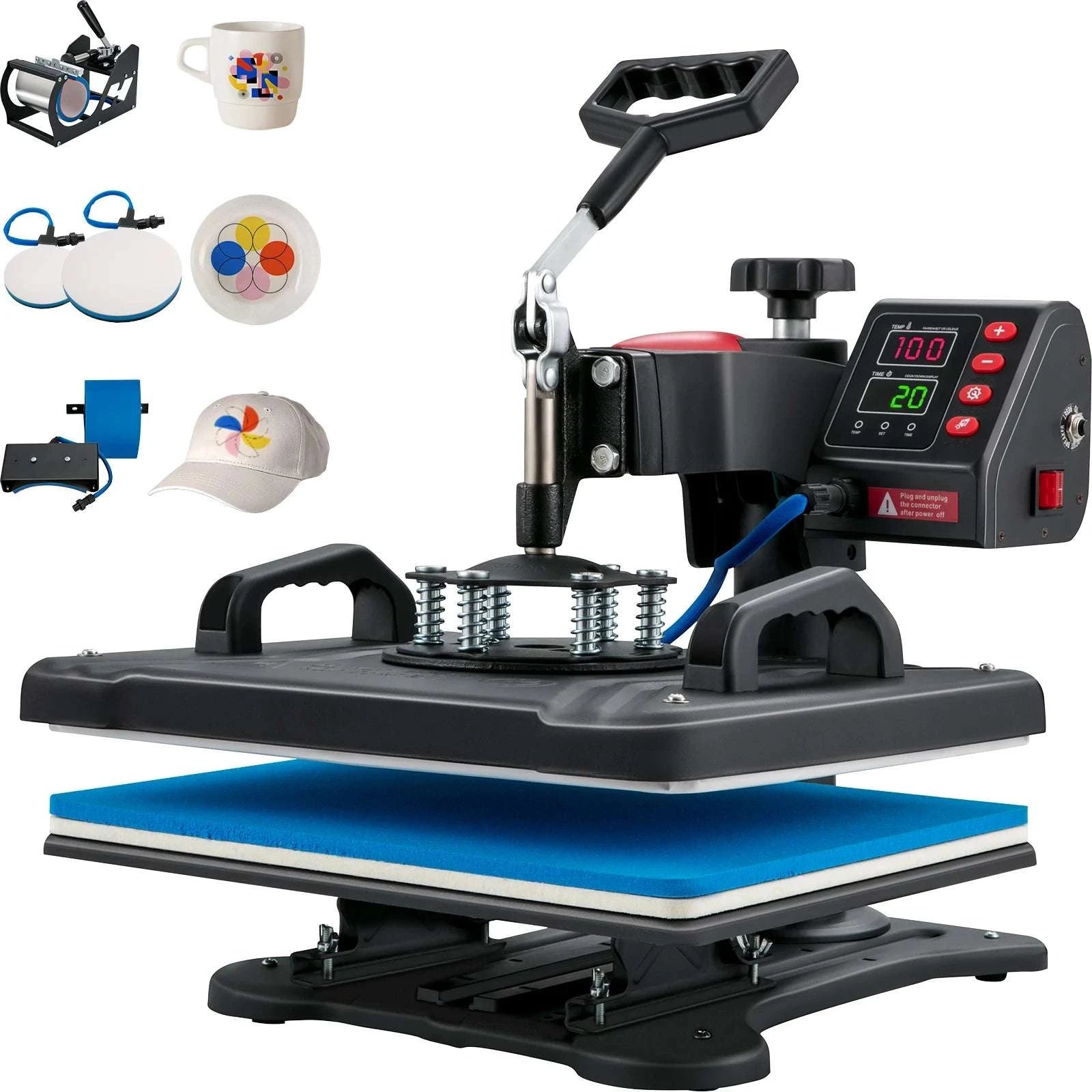 5-in-1 Heat Press Machine 12x15 Clamshell Sublimation Printer-United States