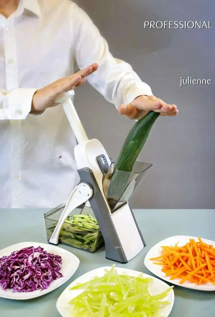 5-in-1 Multifunctional Vegetable Cutter Slicer Grater Garlic Chopper-Blue