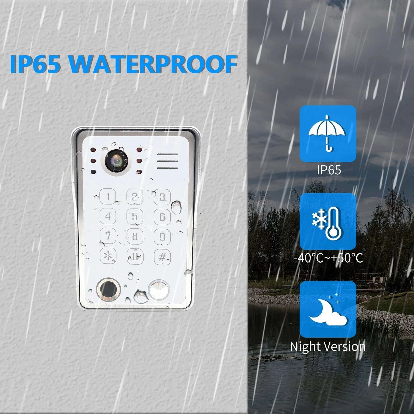 5‑in‑1 Smart Fingerprint Doorbell Video Intercom System-W1D-1M7inchW-32G