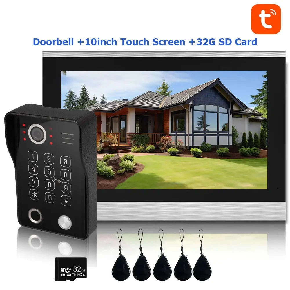 5‑in‑1 Smart Fingerprint Doorbell Video Intercom System-W1D-1M7inchW-32G
