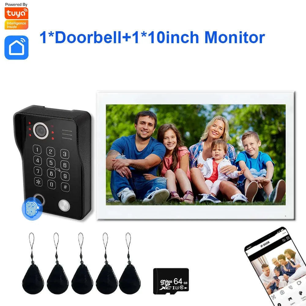 5‑in‑1 Smart Fingerprint Doorbell Video Intercom System-W1D-1M7inchW-32G