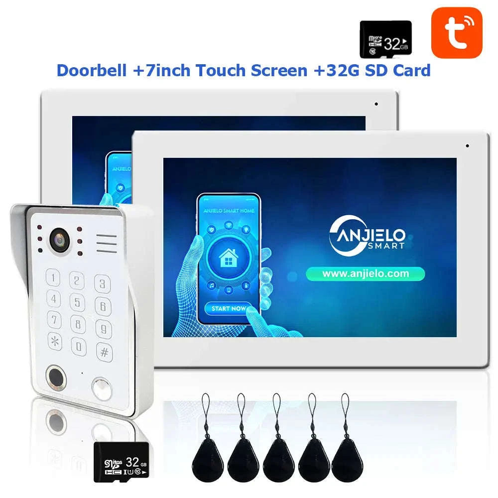 5‑in‑1 Smart Fingerprint Doorbell Video Intercom System-W1D-1M7inchW-32G
