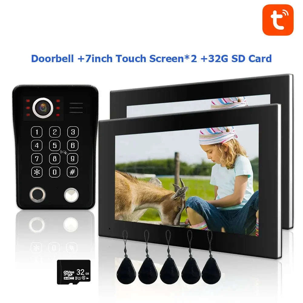 5‑in‑1 Smart Fingerprint Doorbell Video Intercom System-W1D-1M7inchW-32G