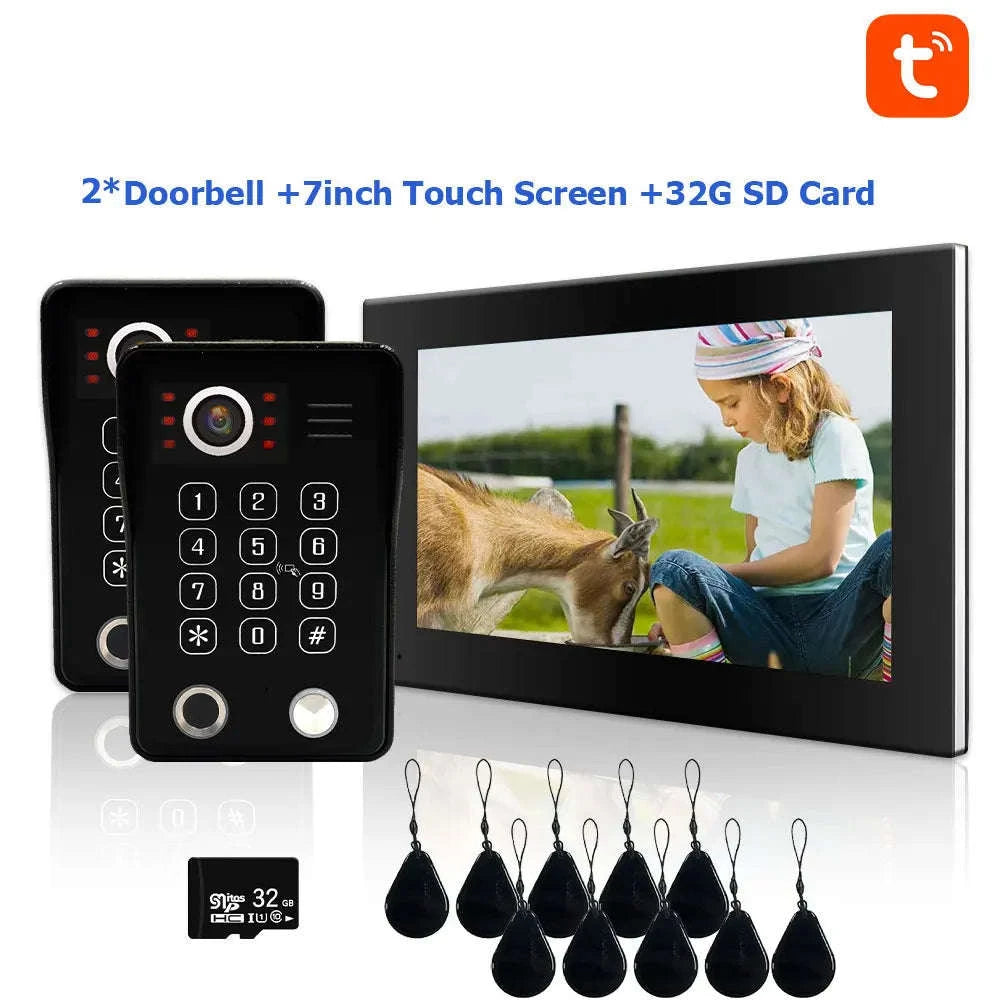 5‑in‑1 Smart Fingerprint Doorbell Video Intercom System-W1D-1M7inchW-32G