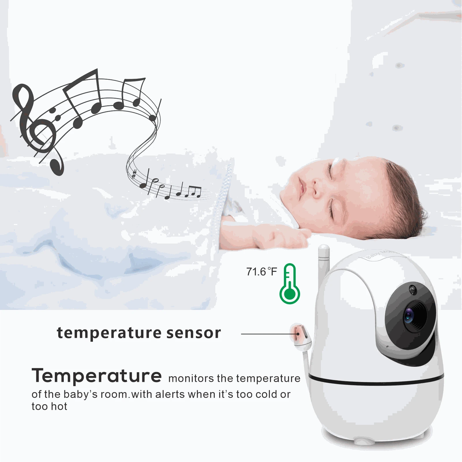 5 Inch HD Video Baby Monitor with 4X Zoom-UK Plug
