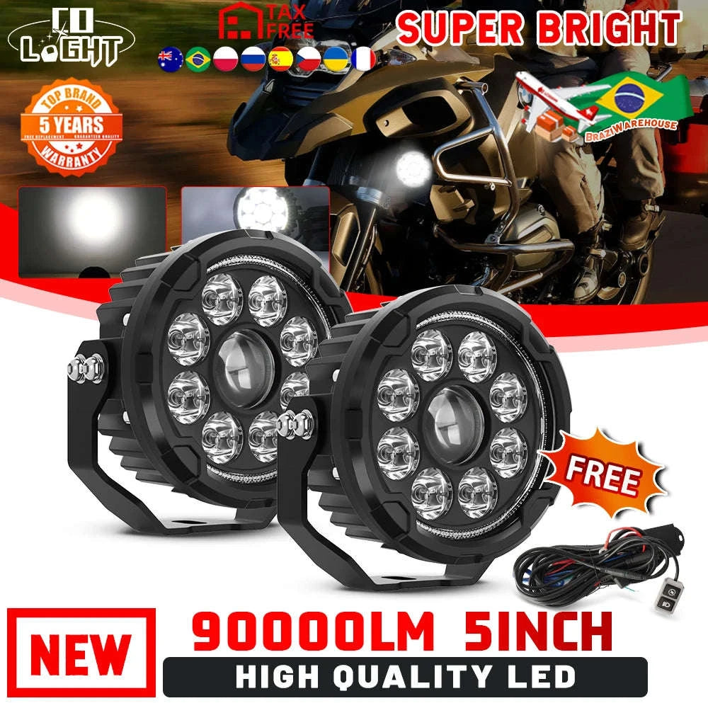 5-Inch LED Driving Work Lights 12V-24V Pair-2PC Light with Wire