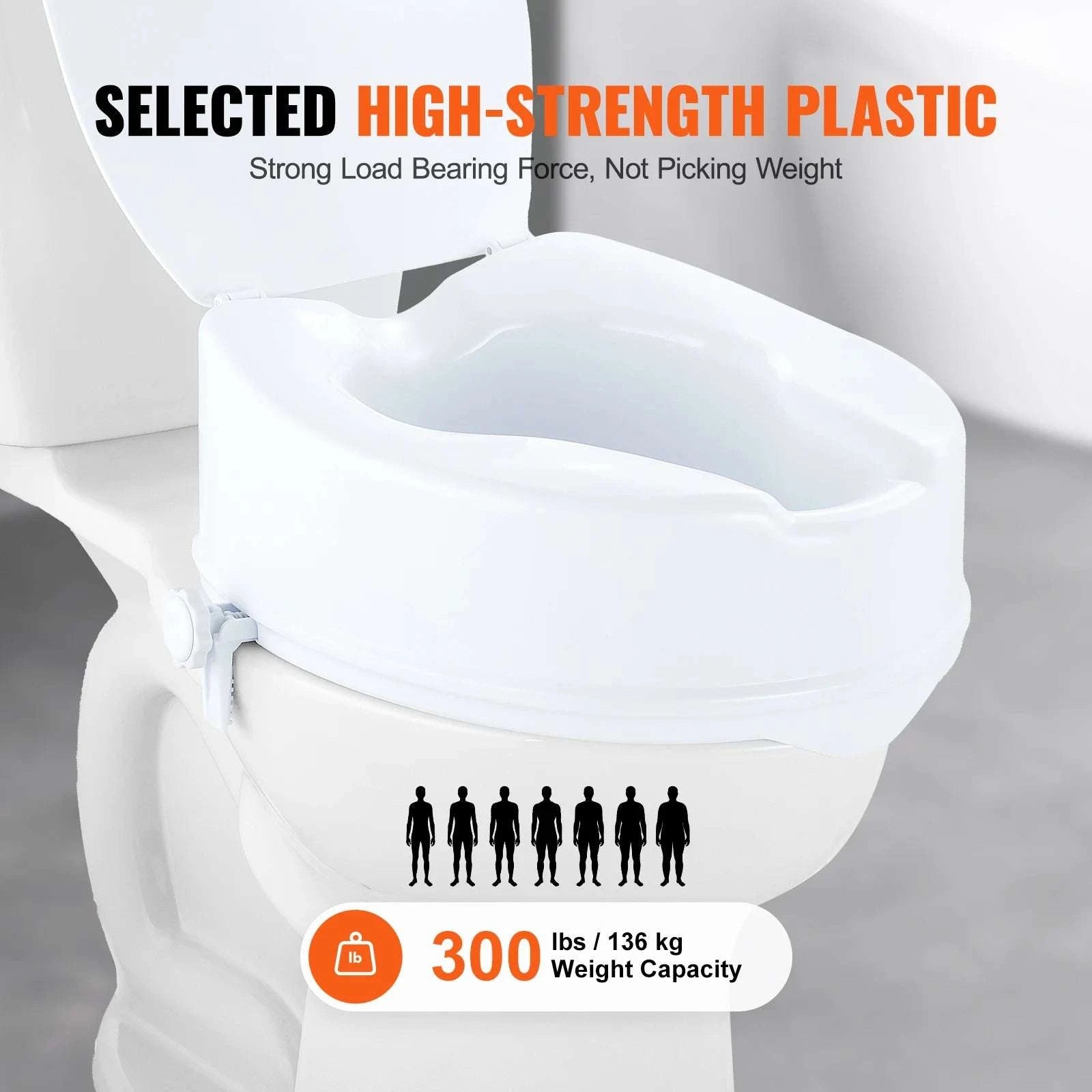 5 Inch Raised Toilet Seat with Locking System, 300 lb Capacity-4inch / United States