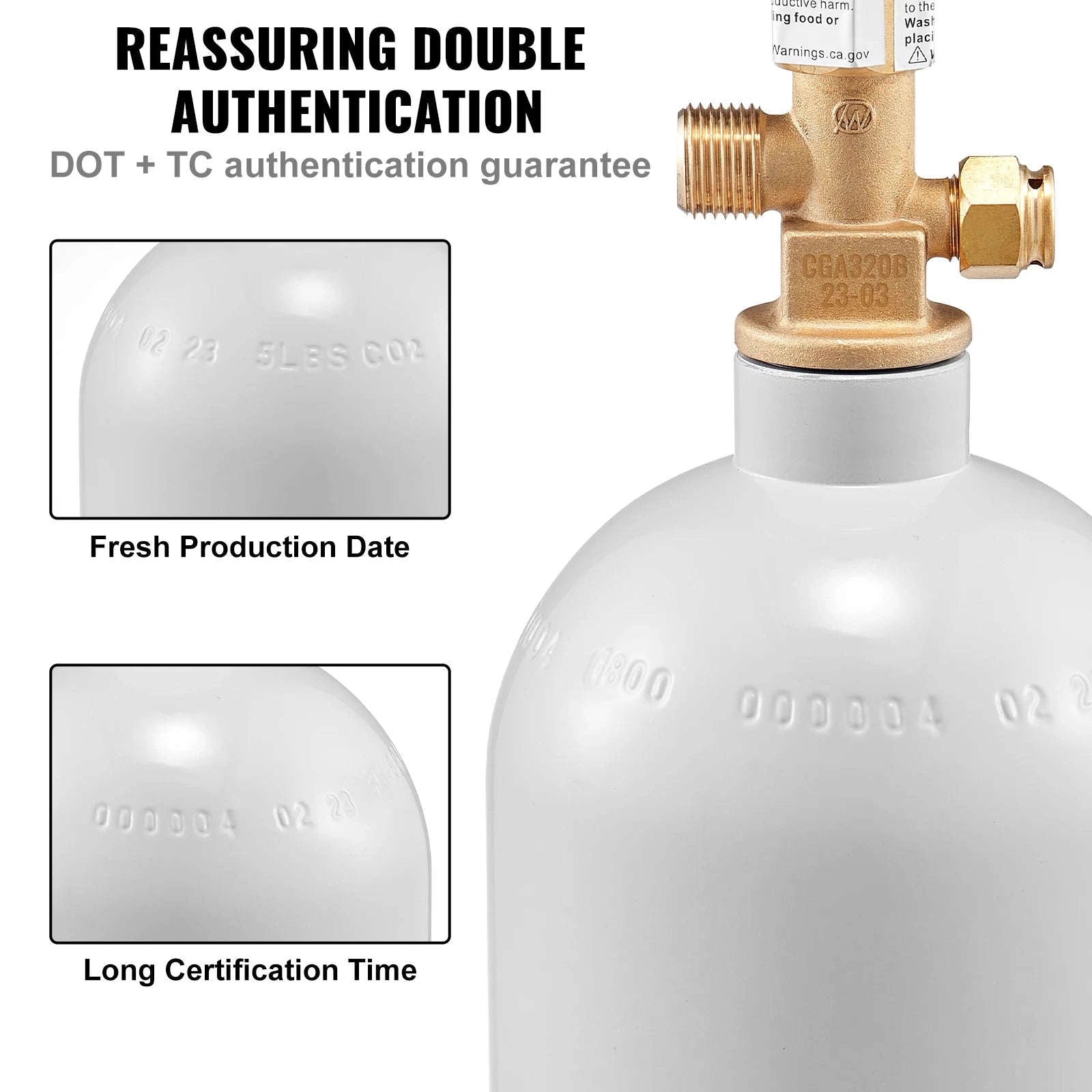 5 lb Aluminum CO2 Cylinder with CGA320 Valve and Gray Coating-Canada
