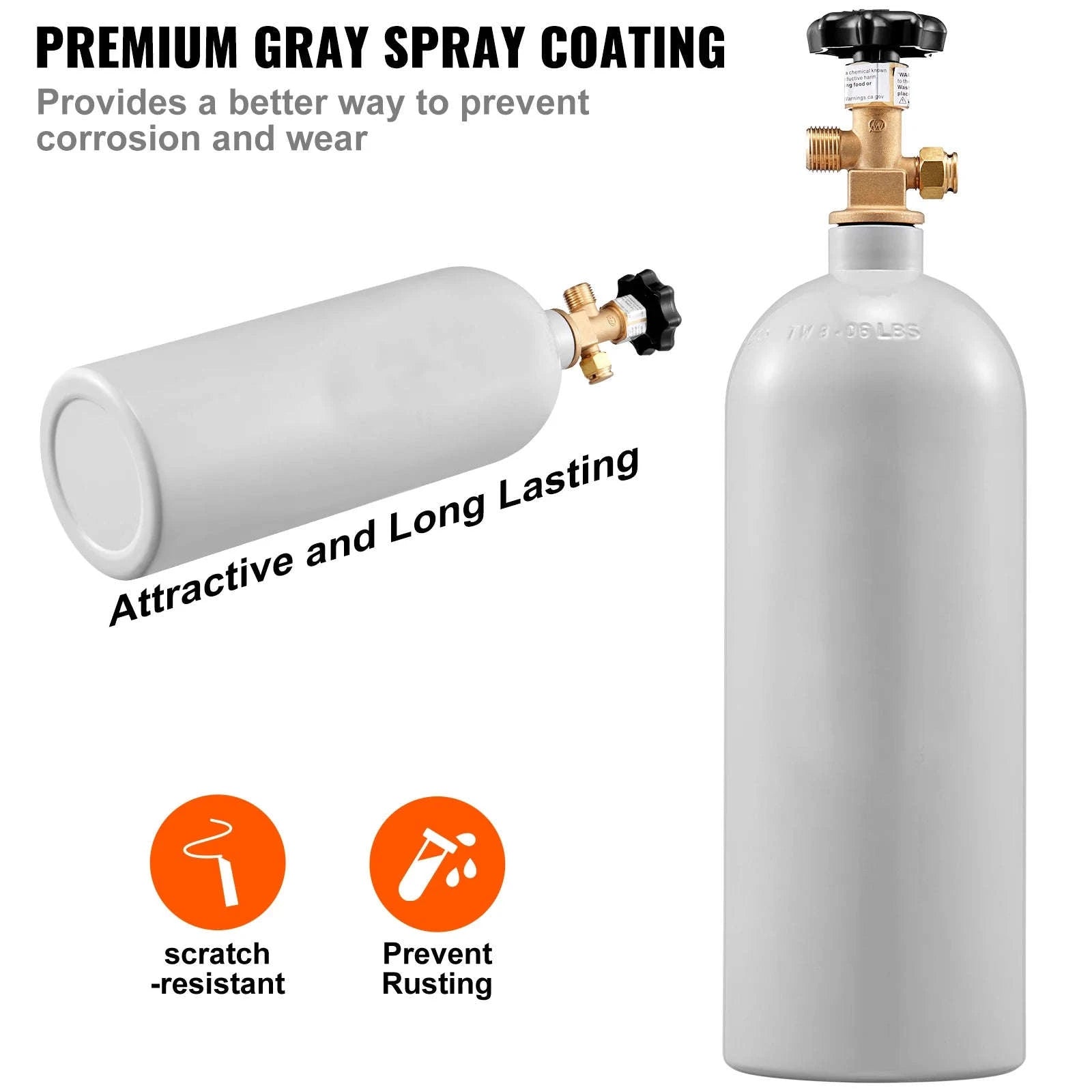 5 lb Aluminum CO2 Cylinder with CGA320 Valve and Gray Coating-Canada